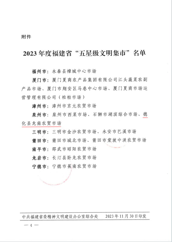 龙南农贸市场获评2023年度福建省“五星级文明集市” - 憨鼠网