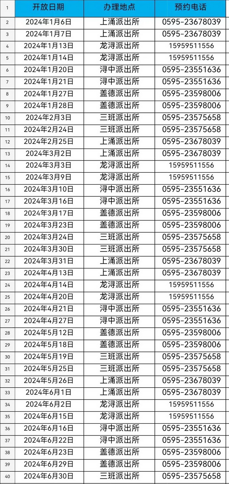 2024年上半年德化公安户籍窗口“周末办”排期来啦! - 憨鼠网