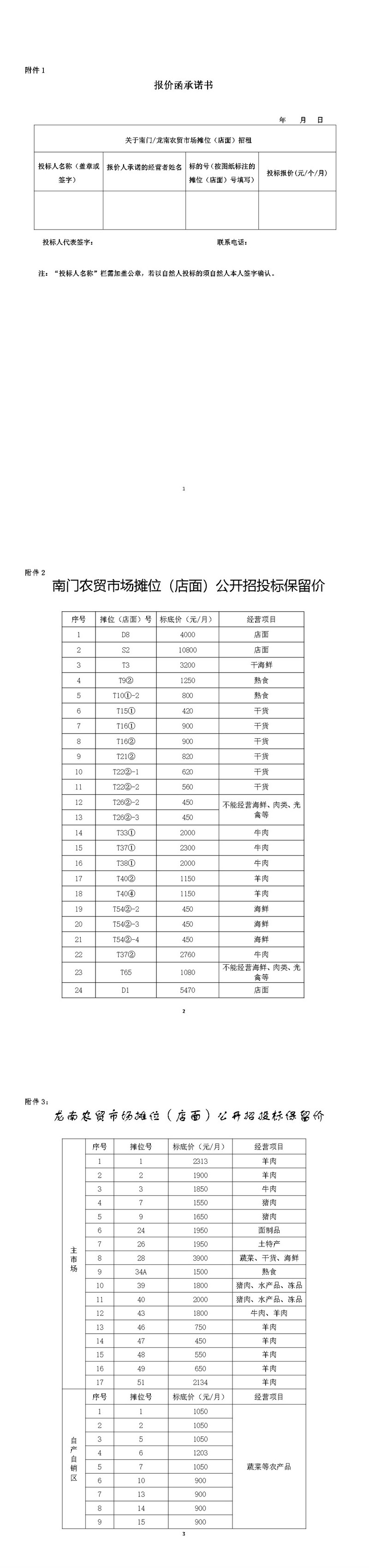 关于南门、龙南农贸市场摊位（店面）招租公告 - 憨鼠网