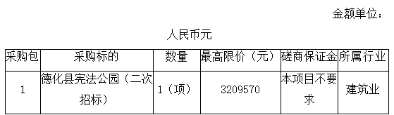 德化县宪法公园（二次招标）竞争性磋商采购公告 - 憨鼠网