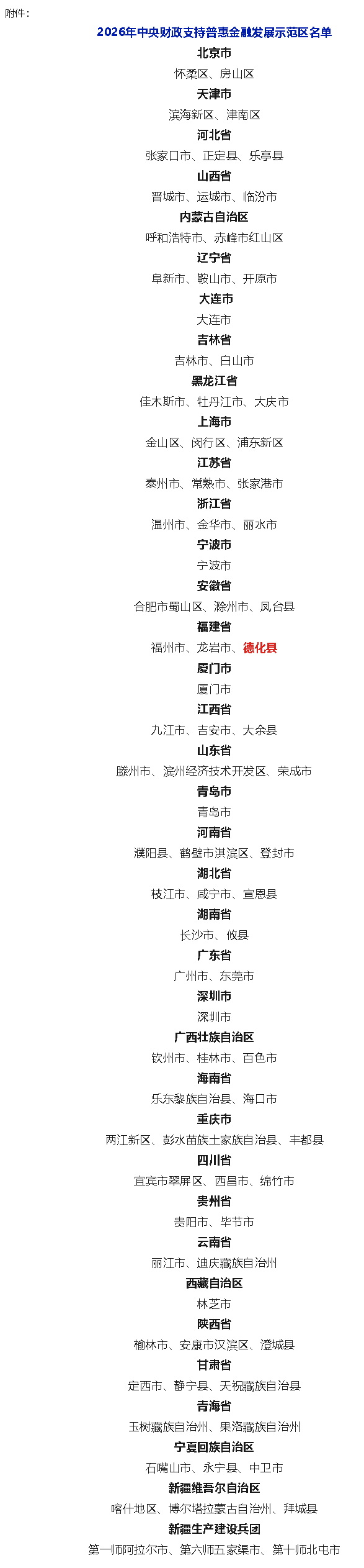 德化入选2026年中央财政支持普惠金融发展示范区 - 憨鼠网