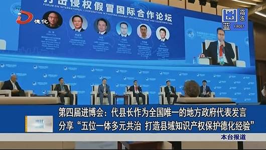 第四届进博会：代县长作为全国唯一的地方政府代表发言分享“五位一体多元共治打造县域知识产权保护德化经验” - 憨鼠网