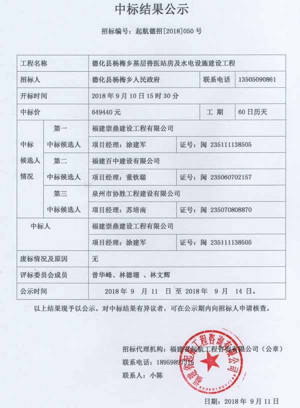 杨梅乡基层兽医站房及水电设施建设工程中标结果公示 - 憨鼠网