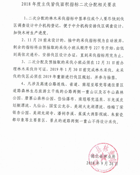 德化县2018年度主伐皆伐面积指标二次分配结果公示 - 憨鼠网