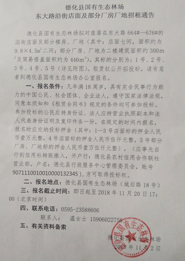东大路沿街店面及部分厂房厂地招租通告 - 憨鼠网