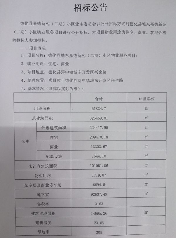 德化县城东嘉德新苑（二期）小区物业服务项目招标公告 - 憨鼠网