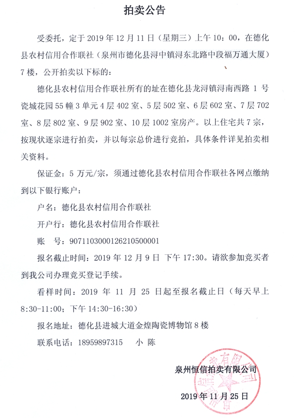 瓷城花园7宗房产拍卖公告 - 憨鼠网