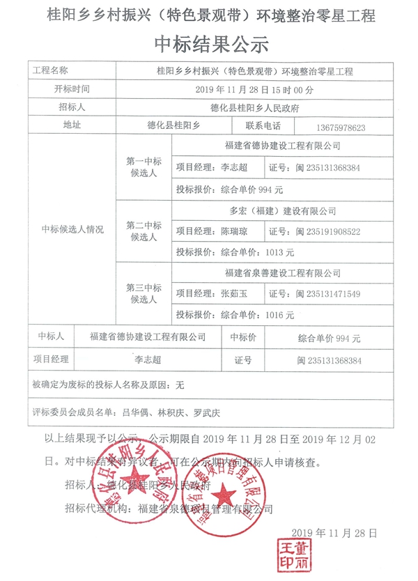 桂阳乡乡村振兴（特色景观带）环境整治零星工程中标结果公示 - 憨鼠网
