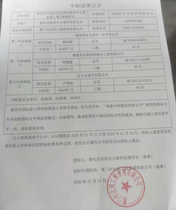 桂阳乡王春村回头湾至格坪中心路拓宽工程(路基部分)中标结果公示 - 憨鼠网
