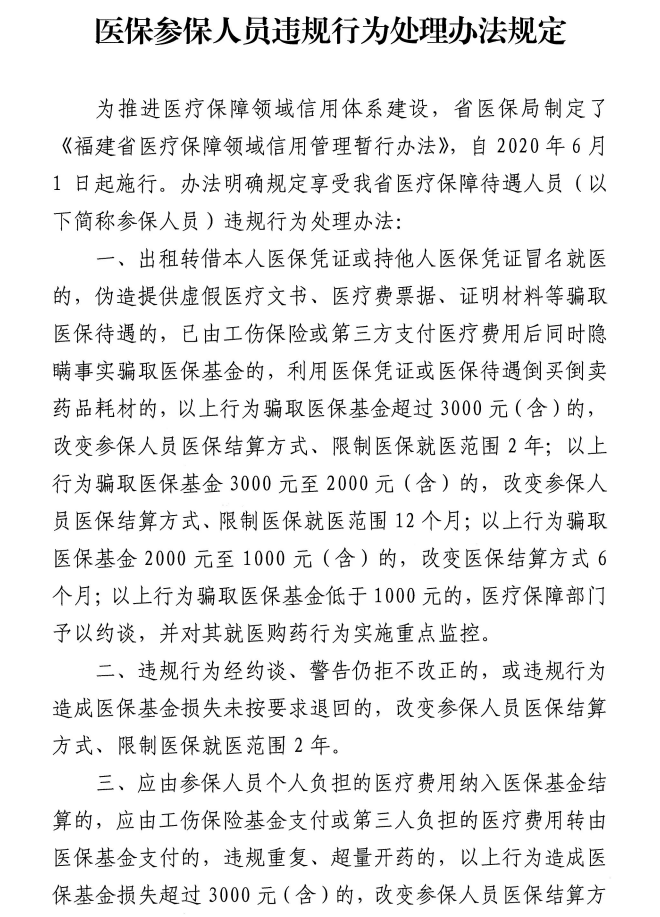 医保参保人员违规行为处理办法规定 - 憨鼠网