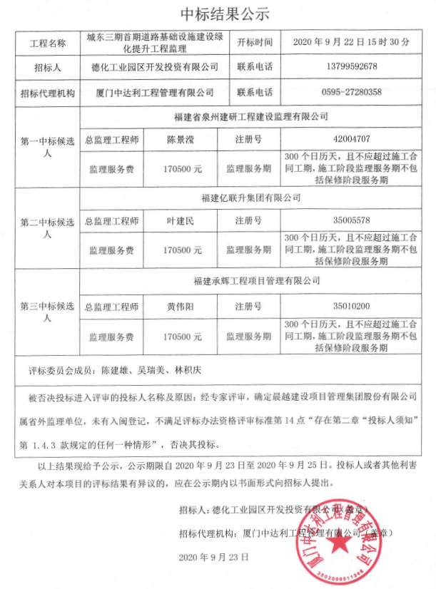 城东三期首期道路基础设施建设绿化提升工程监理中标结果公示 - 憨鼠网