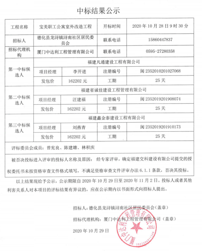 宝美职工公寓室外改造工程中标结果公示 - 憨鼠网